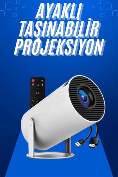 Taşınabilir Projeksiyon Ayaklı Projektör Android Uyumlu HDMI Girişli