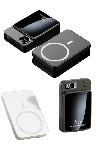 Taşınabilir Şarj Magsafe Powerbank 10.000 mAh Hızlı Şarj Led Göstergeli Kablosuz