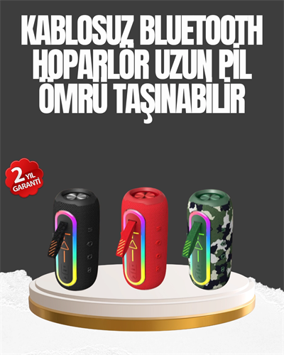 Taşınabilir Şarjlı Bluetooth Hoparlör Güçlü Bas