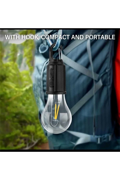 Taşınabilir Şarjlı Led Ampül Outdoor Kamp Bahçe Lambası 10W Askılı Kırılmaz Led Işık