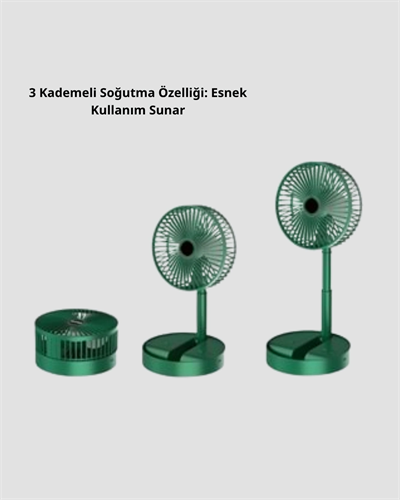 Taşınabilir Şarjlı Mini Fan – Katlanabilir Gövde, 3 Hız Kademesi