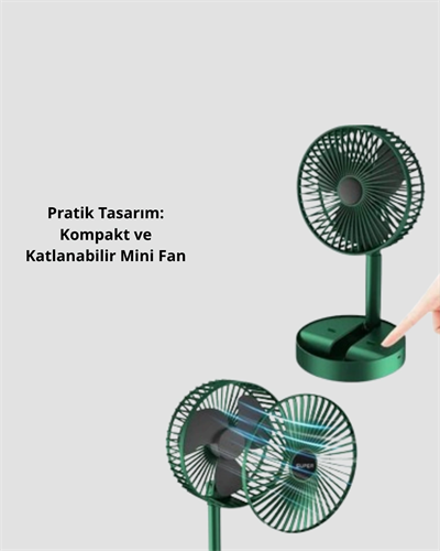 Taşınabilir Şarjlı Mini Fan – Katlanabilir Gövde, 3 Hız Kademesi