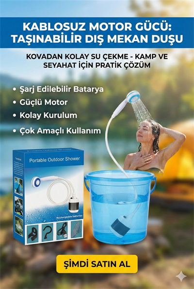 Taşınabilir Şarjlı Seyyar Duş Seti ( Pompa - Hortum - Duş Başlığı )