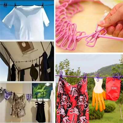 Taşınabilir Seyahat Çamaşır İpi 12 Mandallı Klipsli Lastikli Çamaşır Mandalları Bx40