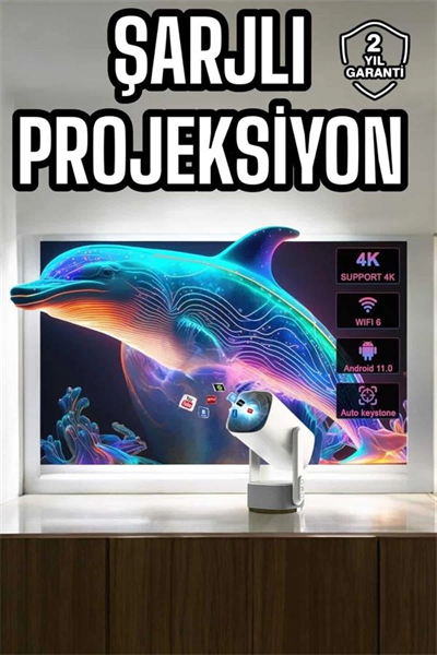 Taşınabilir Sinema Oyun Projektörü Akıllı Projeksiyon Android 11 Yeni Nesil