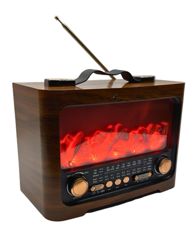 Taşınabilir Şömine Efektli Bluetooth Hoparlör FM Radyo LED Işıklı Müzik Çalar