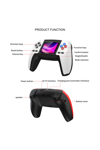 Taşınabilir mini el atari 500 oyunlu şarjlı kırmızı AV TV uyumlu Bluetooth yok - Elektronik
