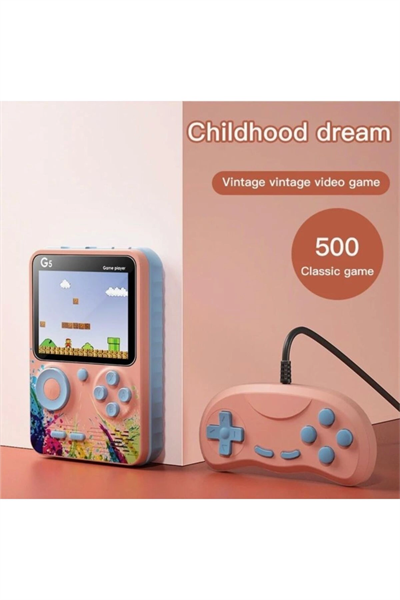 Taşınabilir mini el oyun konsolu 500 oyunlu Bluetooth bağlantılı mavi renkli gamepad