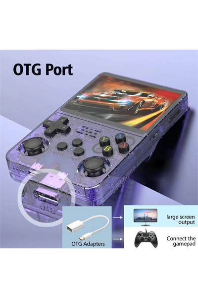 Taşınabilir mini oyun konsolu 3,5 inç IPS ekran oyunlu gri Bluetooth yok - Elektronik
