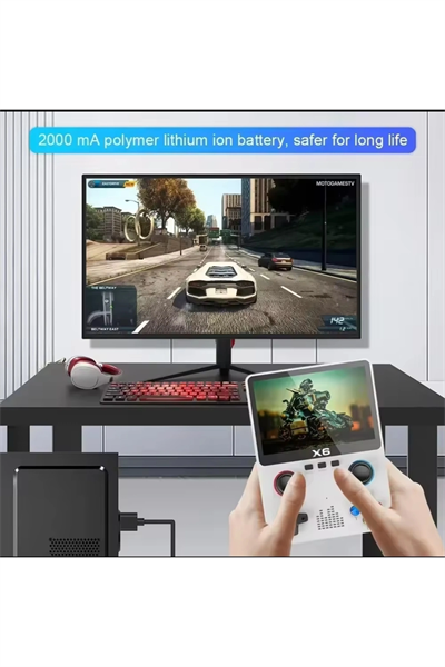 Taşınabilir mini oyun konsolu 3,5 inç ekran beyaz renk oyun televizyona bağlanabilir