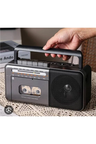 Taşınabilir nostaljik radyo kaset çalar FM radyo USB MP3 çalar Bluetooth hoparlör gri