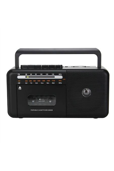 Taşınabilir nostaljik radyo kaset çalar FM radyo USB MP3 çalar Bluetooth hoparlör siyah