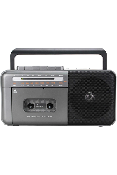 Taşınabilir nostaljik radyo kaset çalar FM radyo USB MP3 çalar Bluetooth hoparlör gri