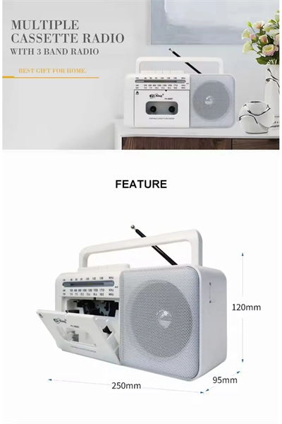 Taşınabilir nostaljik radyo kaset çalar FM radyo USB MP3 player Bluetooth hoparlör beyaz