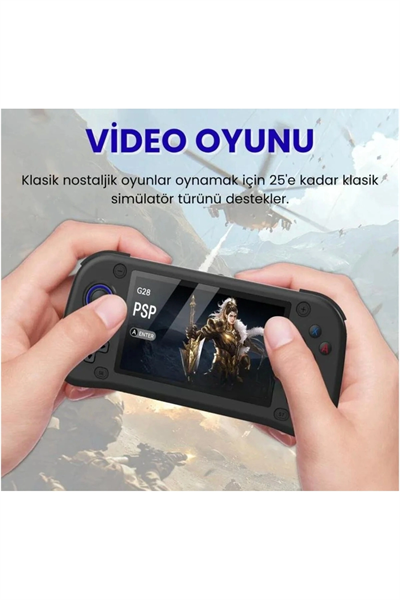 Taşınabilir oyun konsolu 4.3 inç HD ekran siyah 64GB depolama 4GB RAM Bluetooth yok