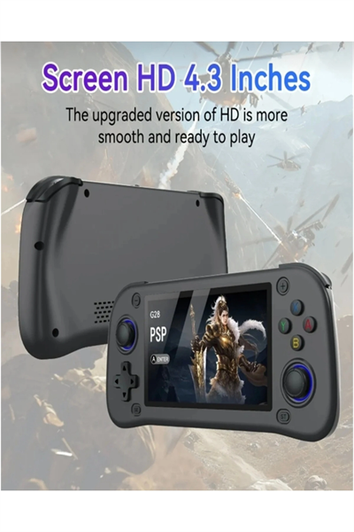 Taşınabilir oyun konsolu 4.3 inç HD ekran siyah 64GB depolama 4GB RAM Bluetooth yok