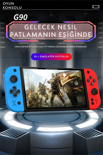 Taşınabilir oyun konsolu 7 inç HD ekran 2000 mAh batarya 10.000+ oyun çok renkli