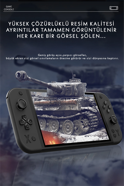 Taşınabilir oyun konsolu 7 inç HD ekran 2000 mAh batarya 10.000+ oyun çok renkli