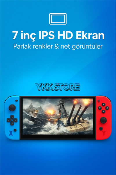 Taşınabilir oyun konsolu 7 inç IPS HD ekran 10000 oyun 2000mAh pil Bluetooth çok renkli