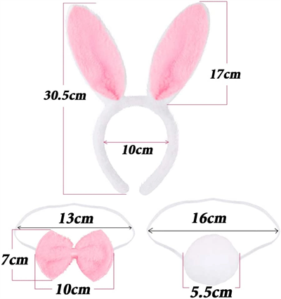 Tavşan Kostüm Seti Taç Papyon Kuyruk Pembe Renk Bx40