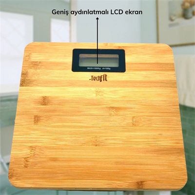 Techfit Bambu Banyo Baskülü Yüksek Hassasiyetli Darbelere Dijital Dayanıklı Terazi Tf 1065 Max 180kg Bx40