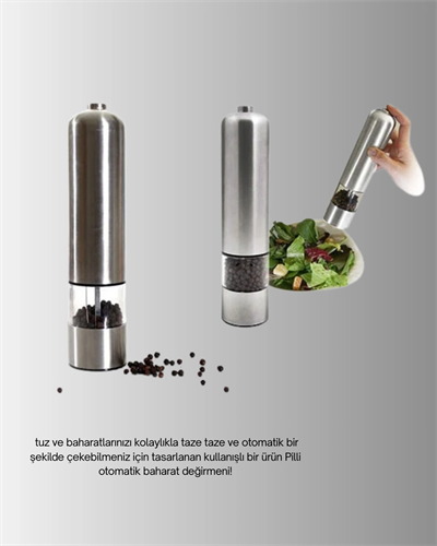 Tek Elle Kullanılan Otomatik Baharat Değirmeni Işıklı Sistem Yeni Nesil