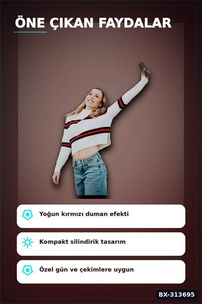 Tek Kullanımlık 35 Saniye Kırmızı Duman Bombası 1 Adet Parti Fotoğraf Aksesuarı BX-313695