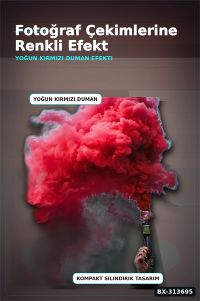 Tek Kullanımlık 35 Saniye Kırmızı Duman Bombası 1 Adet Parti Fotoğraf Aksesuarı BX-313695