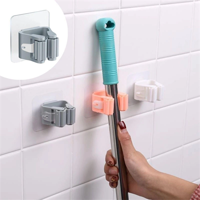 Tekli Duvara Yapışkanlı Mop Tutucu Aparat Sopa Askısı Bx40