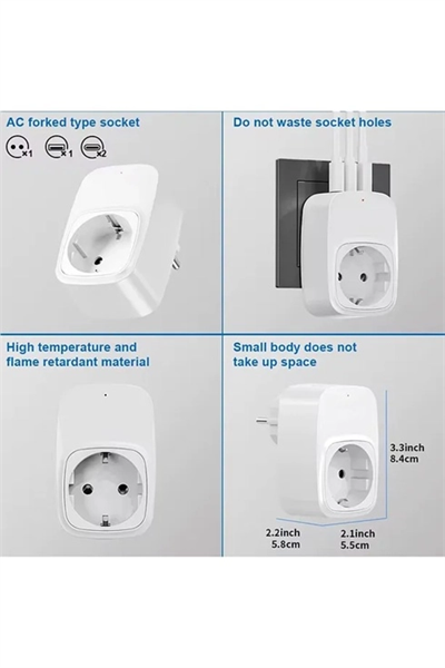 Tekli Yüksek Voltaj Korumalı Duvar Prizi 2x Type-c 1x Usb Çıkışlı Priz Grup Priz Çoğaltıcı Siyah