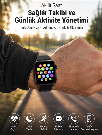 Telefon Görüşmesi Destekli, Nabız Ölçümü ve Uyku Analizi Özelliklerine Sahip Akıllı Saat
