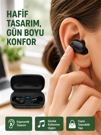 Telefon Şarj Destekli 1800 mAh A10s TWS Kablosuz Kulak İçi Kulaklık Yeni Nesil