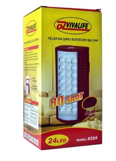 Telefon Şarj Edebilen Şarjlı Işıldak 24 LED USB 80 Saat Kesintisiz Işık (3936)