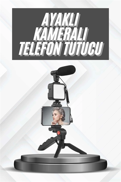Telefon Tutucu Mikrofonlu Işıklı Youtuber Video Kayıt
