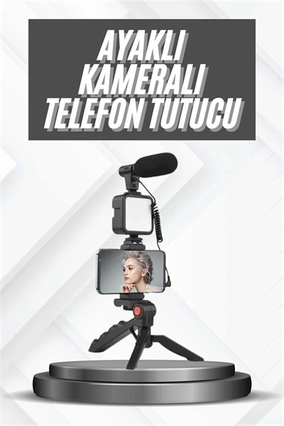 Telefon Tutucu Mikrofonlu Işıklı Youtuber Video Kayıt