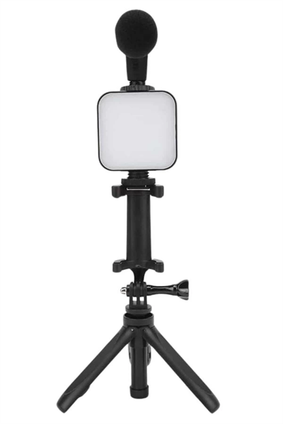 Telefon Tutucu Mini Mikrofonlu Tripod Vlog Çekim Video