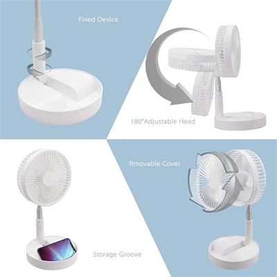 Teleskopik Fan Vantilatör 4 Modlu Şarjlı Katlanabilir Yükseltilebilir Taşınabilir Serinletici Portatif Masa Vantilatörü