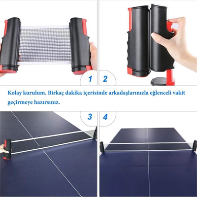 Teleskopik Taşınabilir Kaymaz Ping Pong Masa Tenisi Filesi Aparatı Bx40