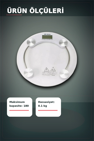 Temperli Cam 180 Kg Kapasiteli Dokunmatik Baskül - Şeffaf Dijital Tartı, Ev Kullanımı BX-313434