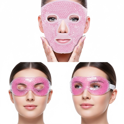Terapi Jel Boncuklu Yüz ve Göz Maskesi Seti Pembe Sıcak ve Soğuk Kullanım