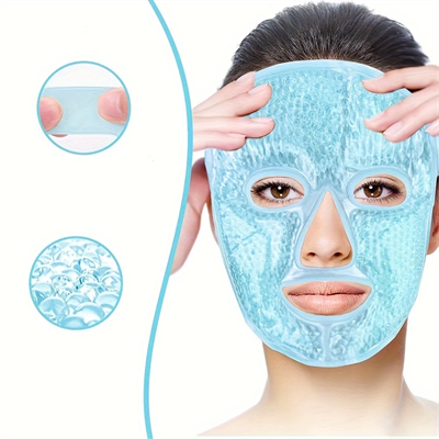 Terapi Jel Yüz Maskesi Soğuk Ve Sıcak Boncuklu Ayarlanabilir Maske (Mavi)