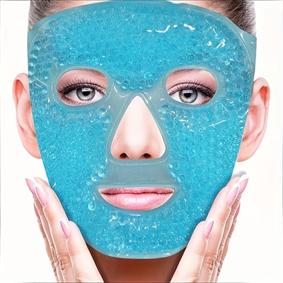 Terapi Jel Yüz Maskesi Soğuk Ve Sıcak Boncuklu Ayarlanabilir Maske (Mavi)