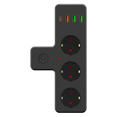 Termal Akım Korumalı 3 Adet Soket,3 Adet Usb Ve 1 Adet Type-c Girişli 20w Priz Model 3397 Bx40