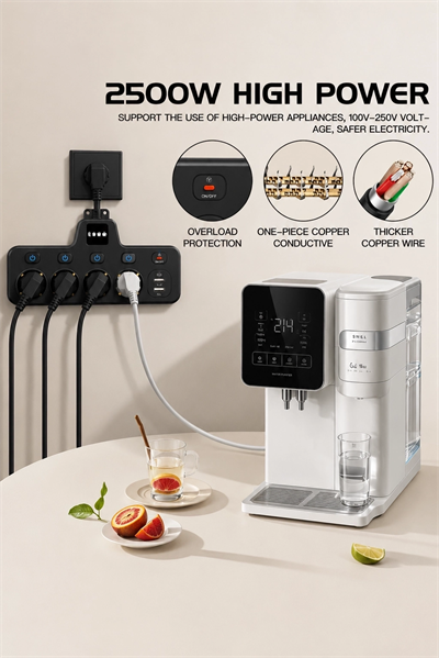 Termal Akım Korumalı 4’lü Duvar Tipi Priz 2x Usb 2x Type-c Çıkışlı Grup Priz Çoğaltıcı Siyah (2500w)