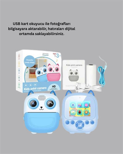 Termal Baskı Özellikli Çocuk Kamerası 1080P Video Destekli