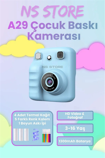 Termal Yazıcılı, Yüksek Çözünürlüklü ve Zoom Özellikli Çocuklar İçin Dijital Fotoğraf Makinesi