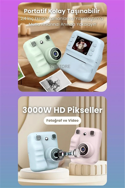 Termal Yazıcılı, Yüksek Çözünürlüklü ve Zoom Özellikli Çocuklar İçin Dijital Fotoğraf Makinesi