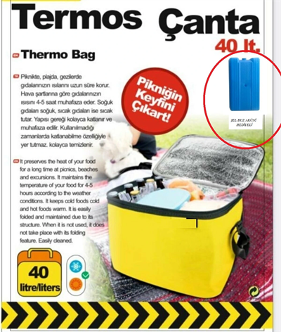 Termos Çanta - Piknik Çantası Buz Aküsü Hediyeli 40lt