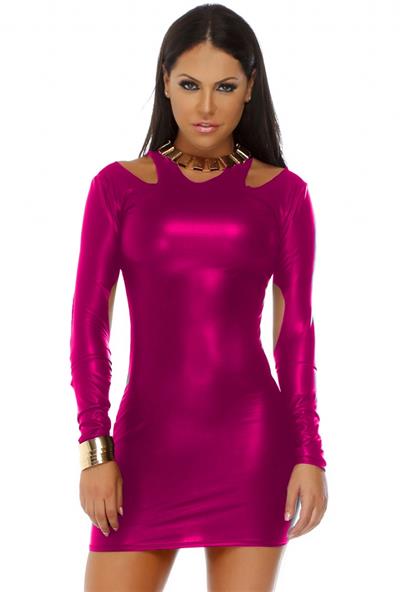 Terry Pau TP101201 Uzun Kollu Açık Mini Elbise