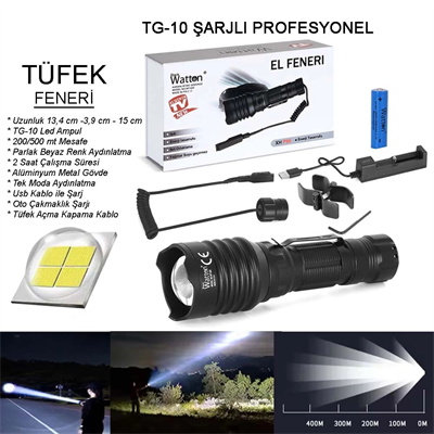 Tg-10 Şarjlı Profesyonel Av Feneri  Wt-620